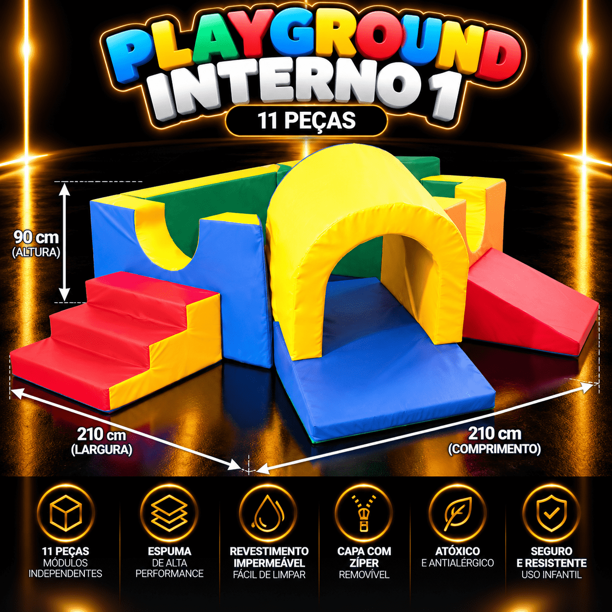 Playground Interno 1 Espumado com 11 peças - Master Brink - Imagem 3