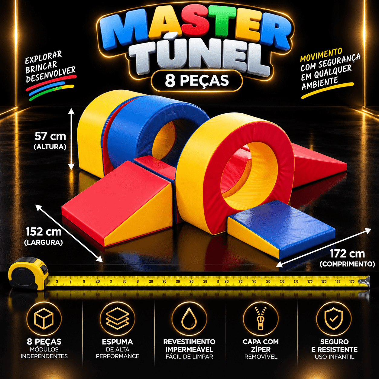 Playground Espumado Master Túnel com 8 peças - Master Brink - Imagem 2