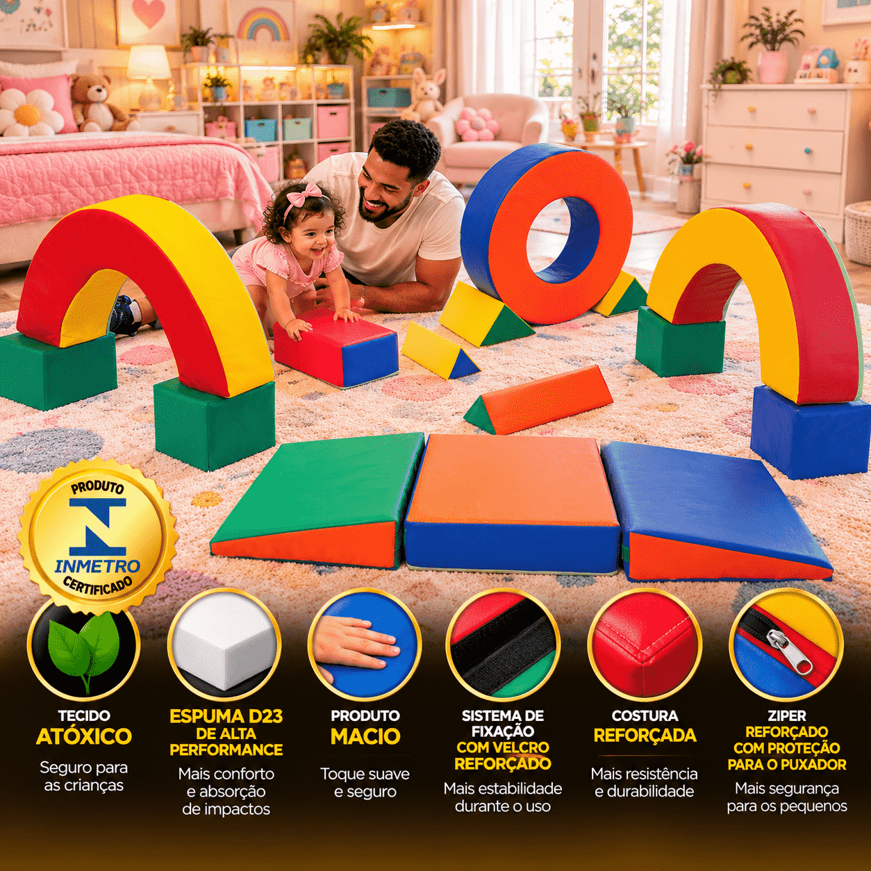 Playground Circuito de Blocos Espumado com 17 peças - Master Brink - Imagem 7