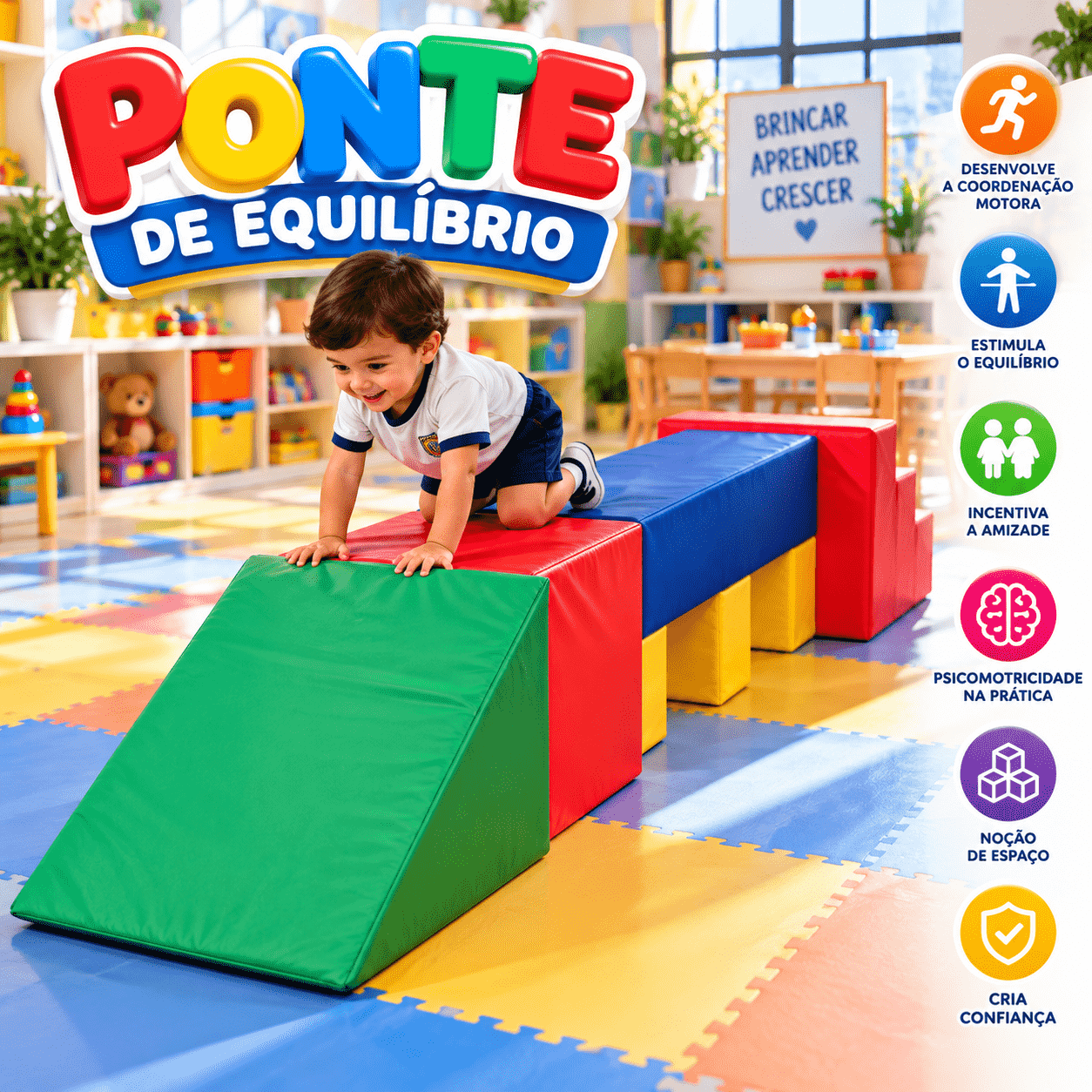 Playground Ponte de Equilíbrio Espumado com 7 Peças - Master Brink - Imagem 5