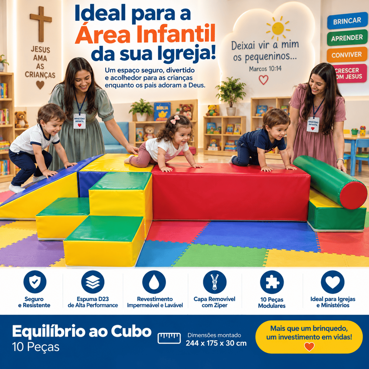 Playground Espumado Circuito de Equilíbrio ao Cubo com 10 peças - Master Brink - Imagem 5