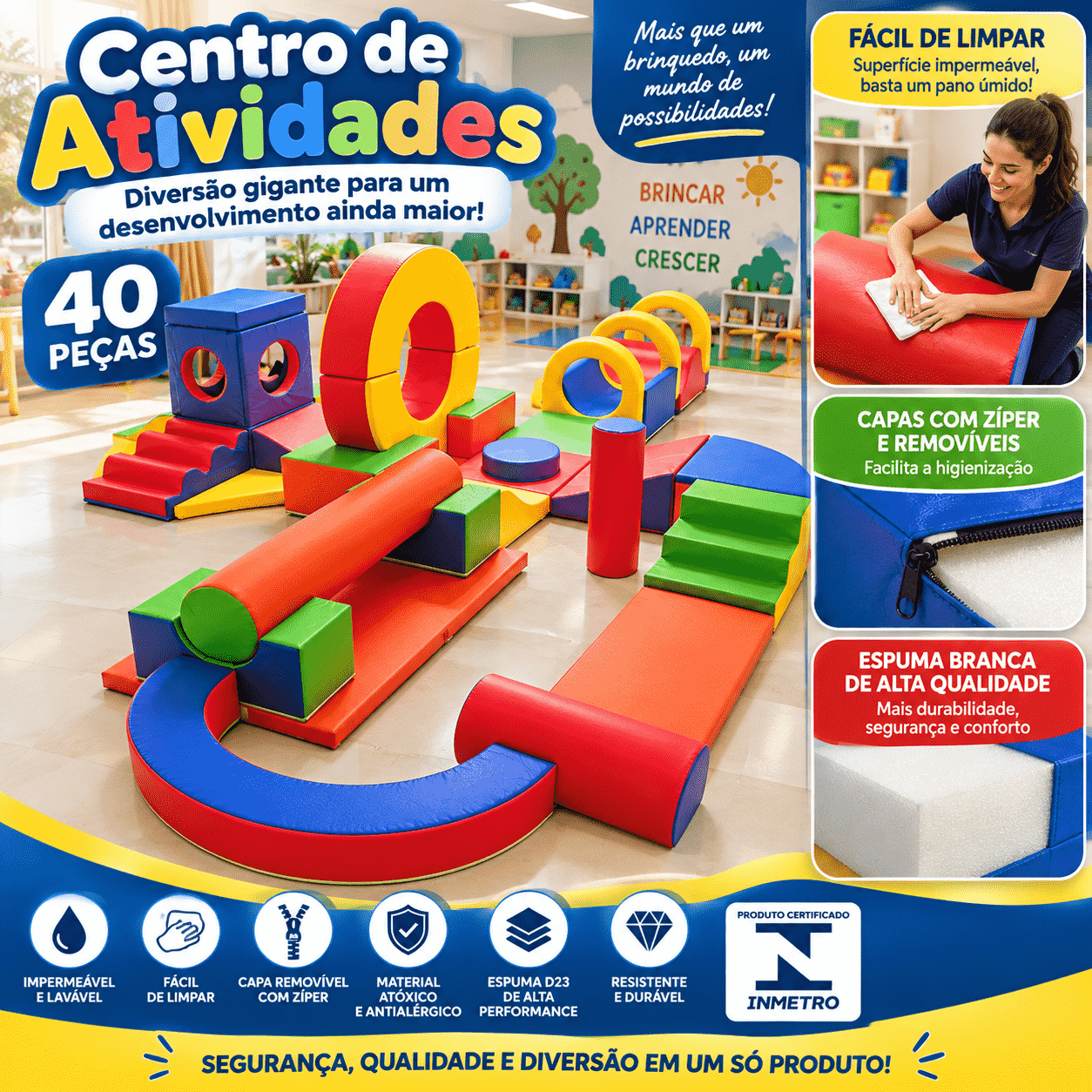 Playground Espumado Centro de Atividades com 40 peças - Master Brink - Imagem 5