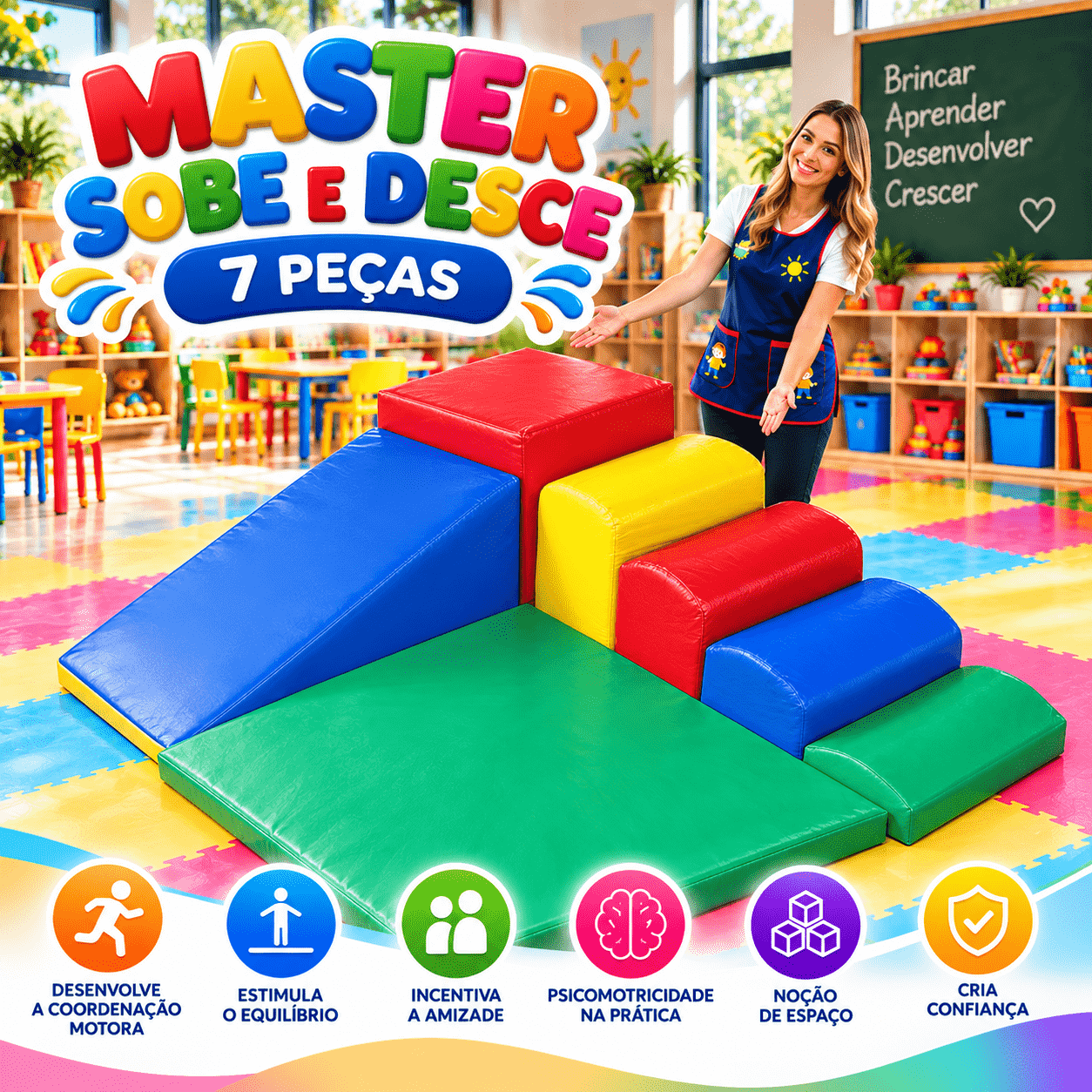 Playground Espumado Master Sobe e Desce com 7 peças - Master Brink - Imagem 4