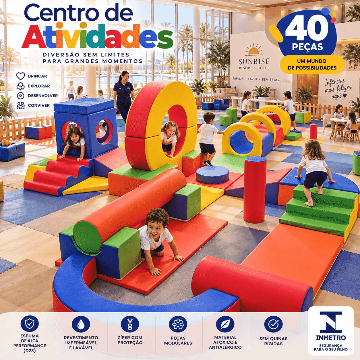 Playground Espumado Centro de Atividades com 40 peças - Master Brink - Imagem 6