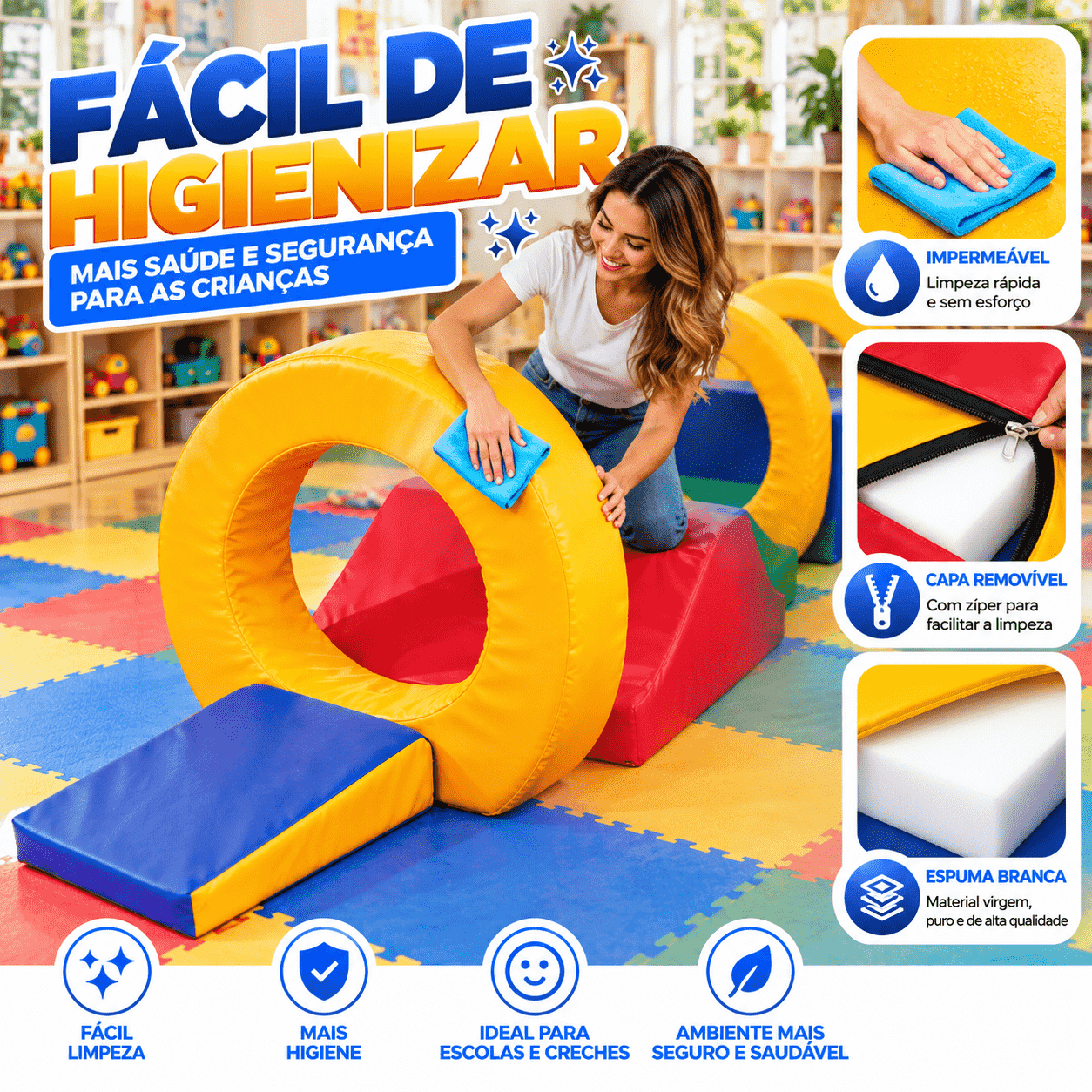 Playground Espumado Passa Minhoca com 7 peças - Master Brink - Imagem 6