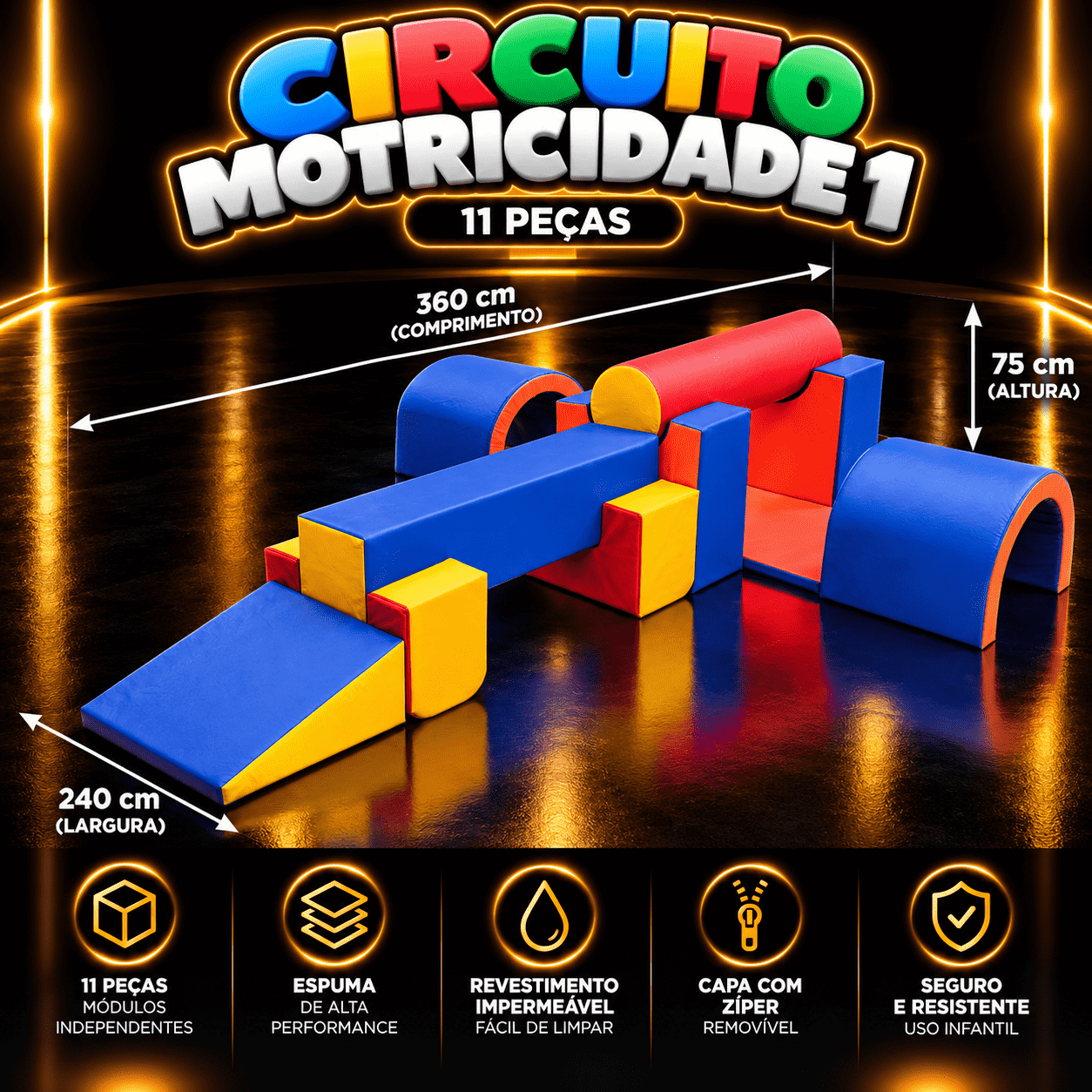 Playground Circuito Motricidade 1 Espumado com 11 peças - Master Brink - Imagem 3