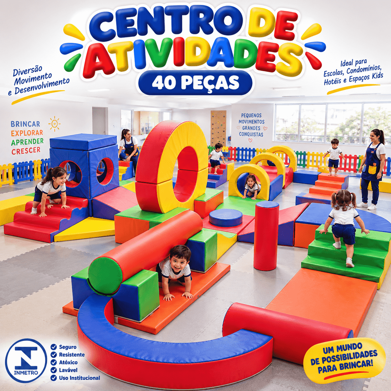 Playground Espumado Centro de Atividades com 40 peças - Master Brink - Imagem 3