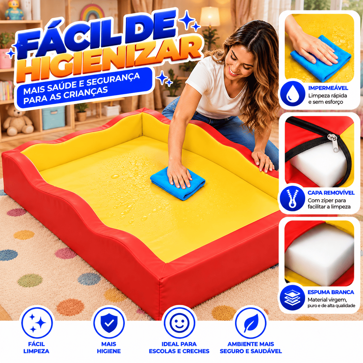 Caminha de Espuma Little 130 X 60 X 20cm - Master Brink - Imagem 7